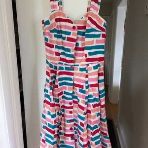 Emily And Fin. Size M. Button-Front Sundress - Pink, Teal, Coral